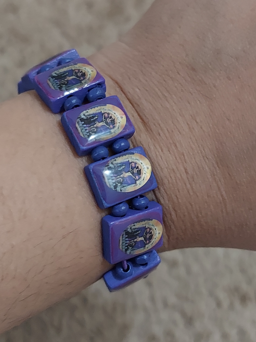 Purple Religious Icon Stretch Bracelet